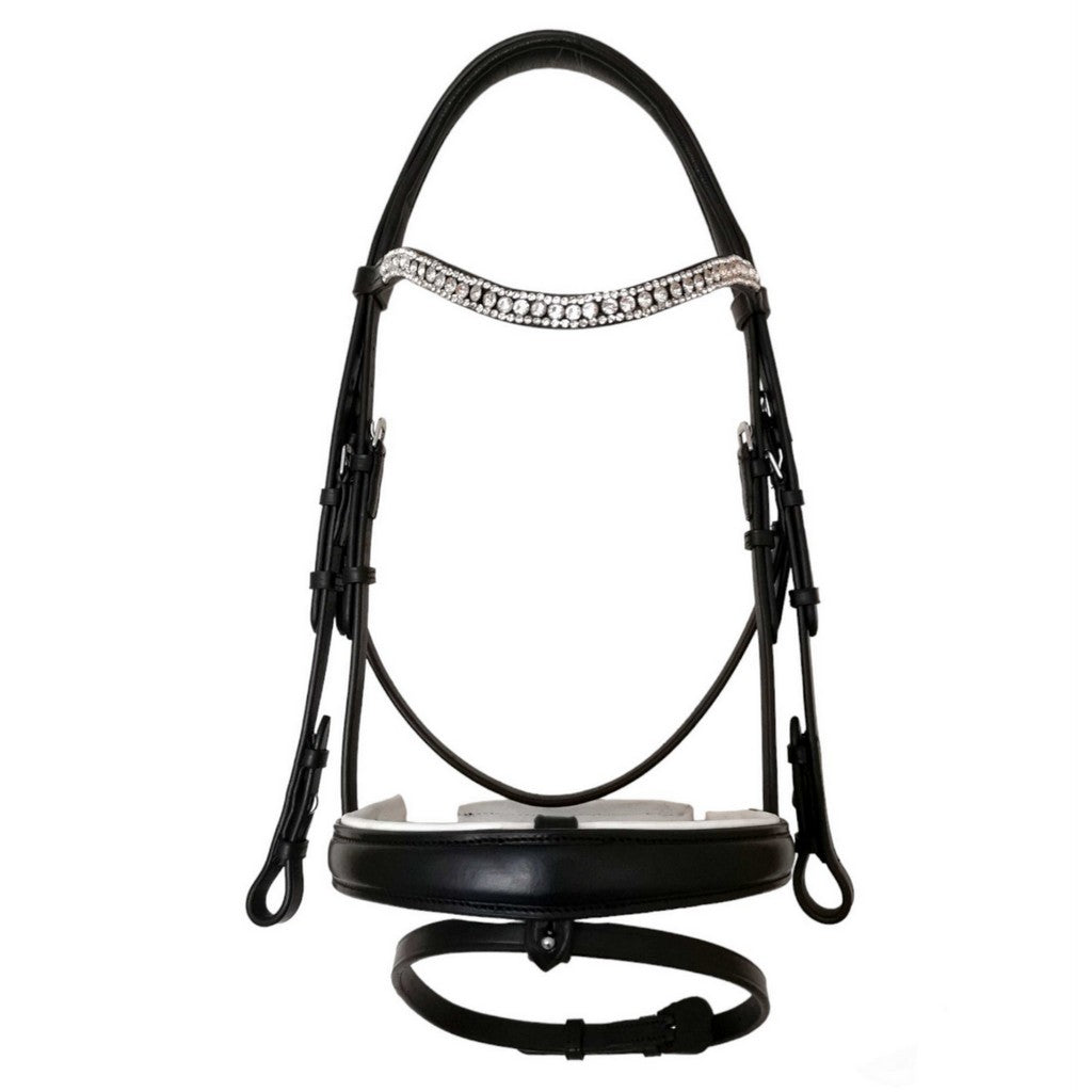 Rio White padding Snaffle Bridle Black with Rubber Reins