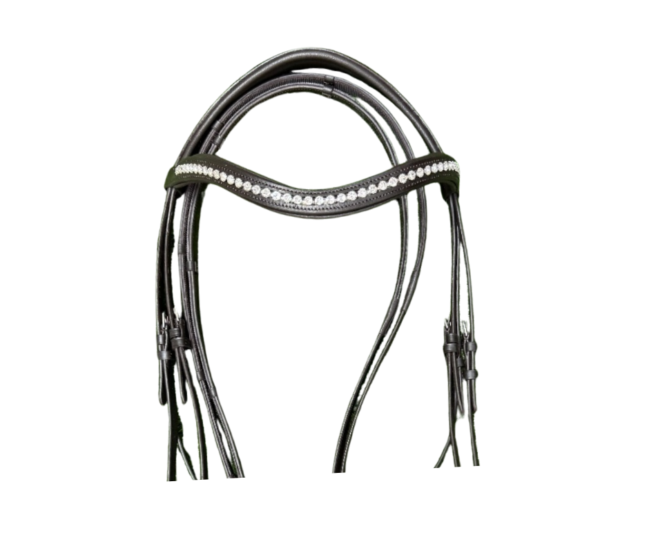 Reno Snaffle Bridle Havana Brown with Grip Reins