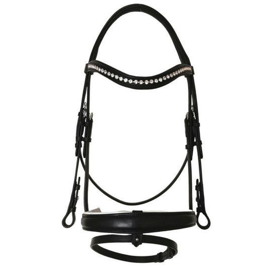 Reno White Snaffle Bridle Black with Grip Reins