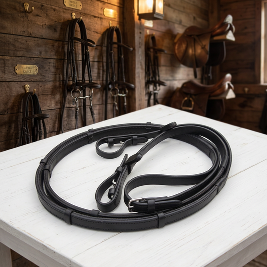GES Leather Reins With Rubber Grip Back |Havana Brown