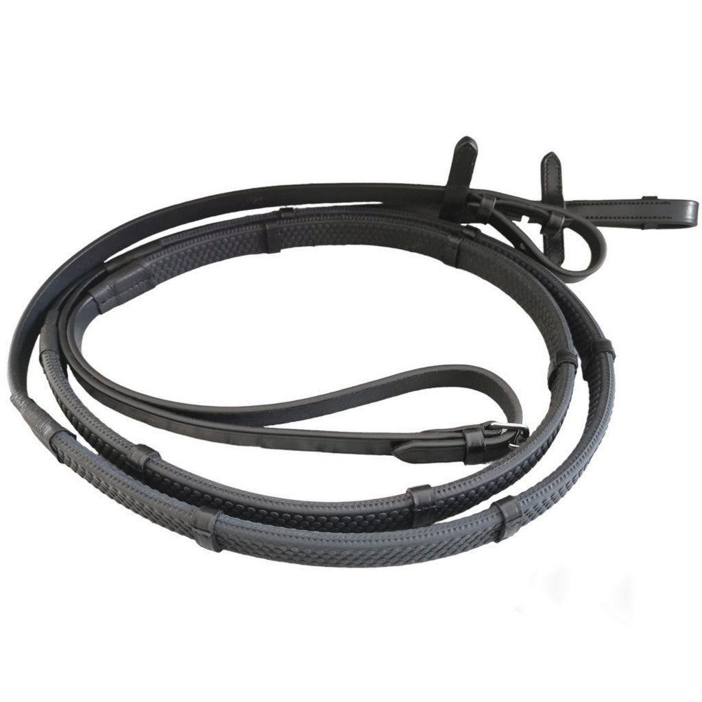 Reno White Padding Snaffle Bridle Black with Rubber Reins