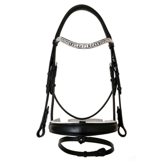 Rio White Padding Snaffle Bridle Black with Grip Reins