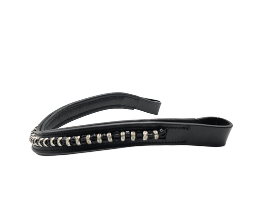 Black Bead and Silver Rhinestone Browband