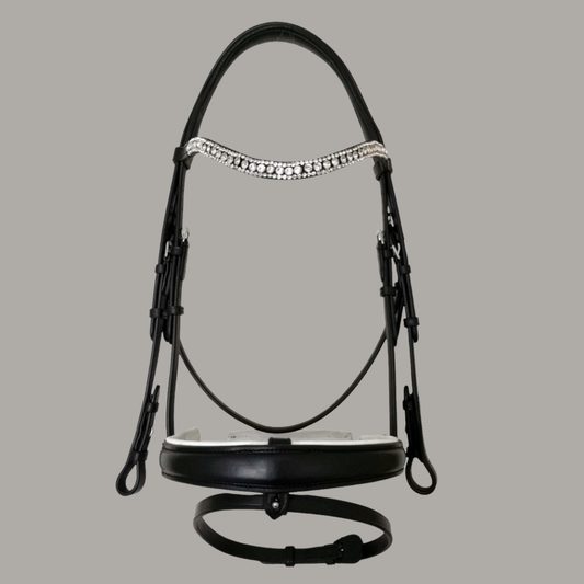 Rio White Padding Snaffle Bridle Black with Grip Reins