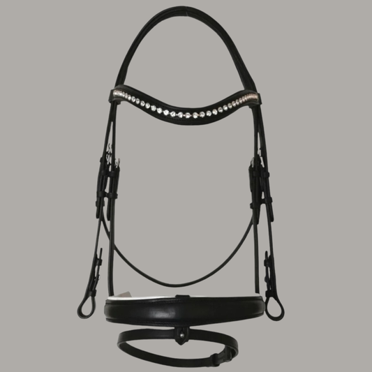Reno White Snaffle Bridle Black with Grip Reins