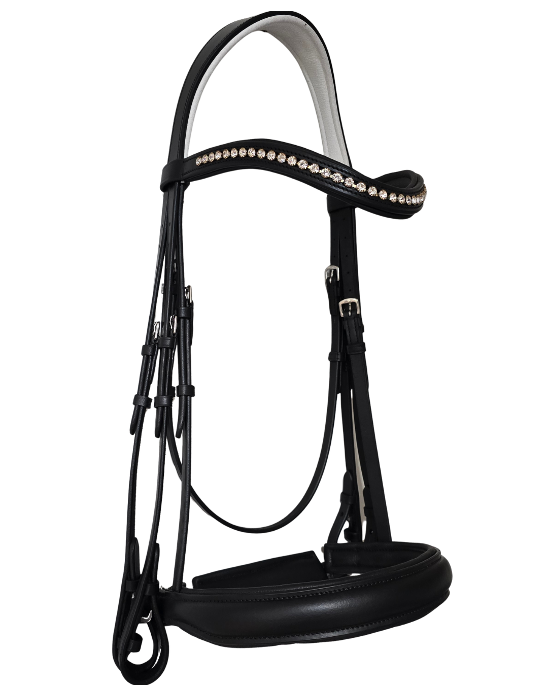 Mix N Match Black Double Bridle White Padding- Warmblood