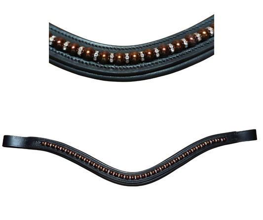 Brown Bead and Rose Gold Rhinestone Browband