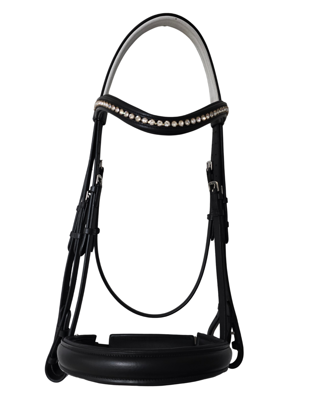 Mix N Match Black Double Bridle White Padding- Warmblood