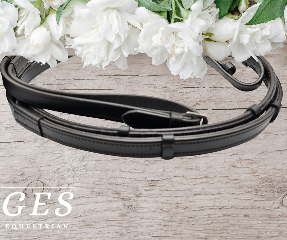 GES Leather Reins With Rubber Grip Back- Havana Brown
